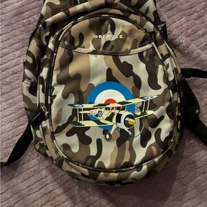Obersee Camouflage Kids Backpack with Airplane Design